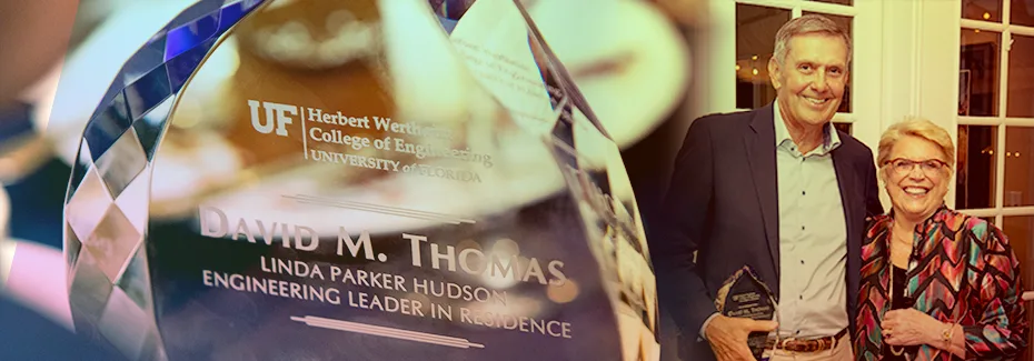 David Thomas and Linda Parker hudson stand alongside the Linda Parker Hudson Leadership Residence Award